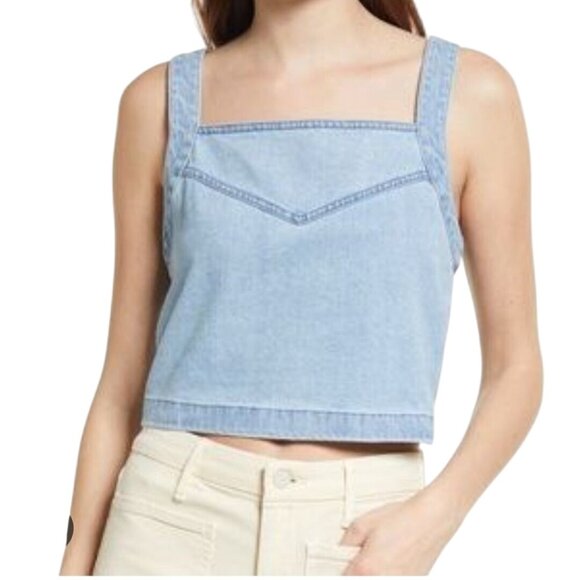Madewell Denim Cropped Tank Brigham Wash 2022 Size S - Picture 1 of 8